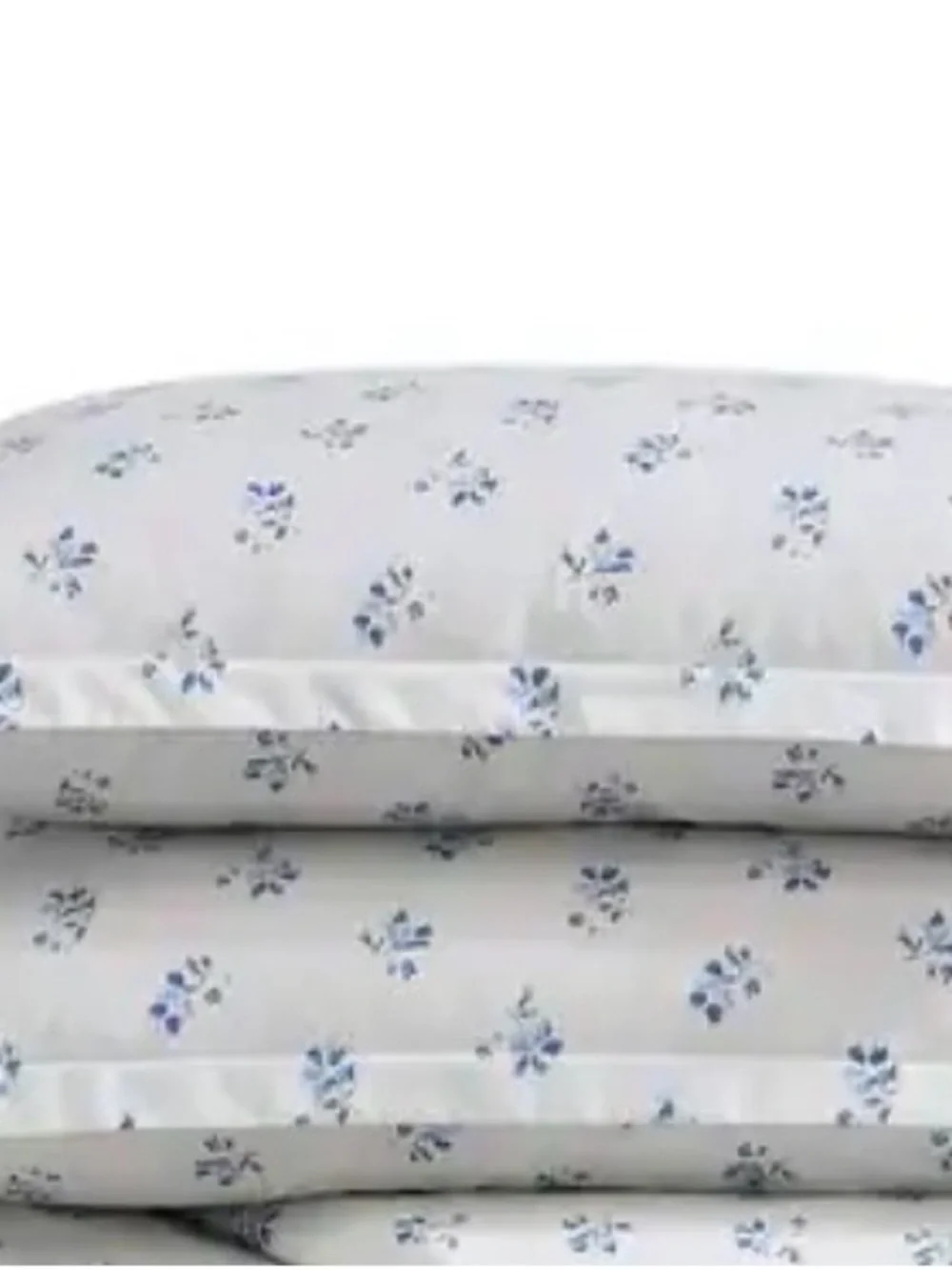 Classic White Pillowcase Pair with Blue Floral Print 100% Cotton